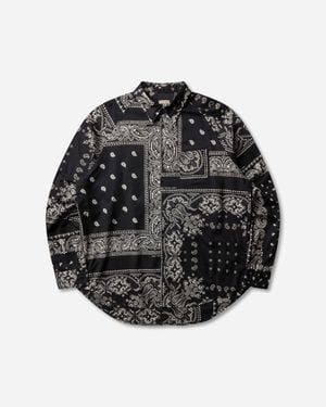 Kapital Men S Gauze Rat Brand Bandanna Patchwork Raglan Shirt - Black
