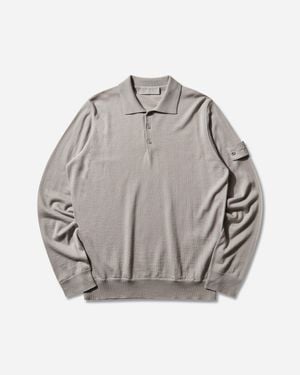 Stone Island S Ghost Light Pure Rws Wool Polo Jumper Dust - Grey