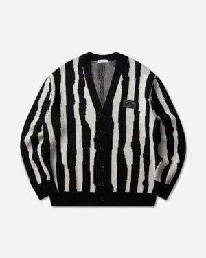 Undercover Men S Jacquard Wool Cardigan Black Stripe