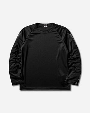Comme des Garçons S Zipped Ruffle Sleeves T-Shirt - Black