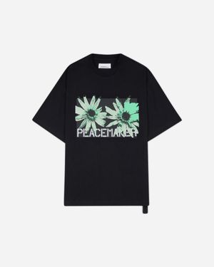 Oamc Peacemaker Flower Print Regular Fit T-Shirt - Black
