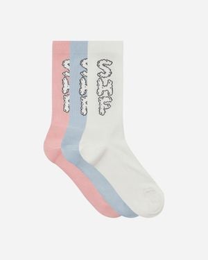 Sky High Farm 3 Pack Cloud Logo Sock - White