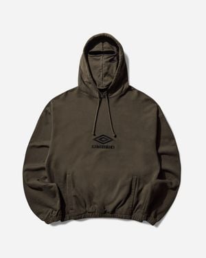 Umbro Og Logo Masked Hoodie Dark Olive - Brown