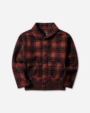 Needles Men S Wool Plaid Dolman Sleeve logger Jacket - Red