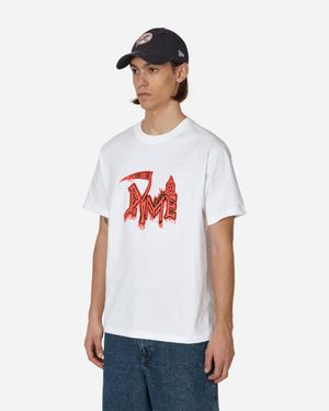 【DIME】 Cursive Power T-Shirt White Dime Mens Cursive Power Short Sleeve Graphic Tee T Shirt White