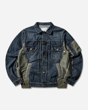 Sacai S Denim X Nylon Twill Jacket - Blue