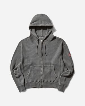 Cav Empt Men S Overdye Wide Rib Cut Zip Hoodie Charcoal - Grey