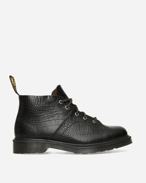 Dr. Martens Church Crocodile Analine Leather Ankle Boots Dark - Black