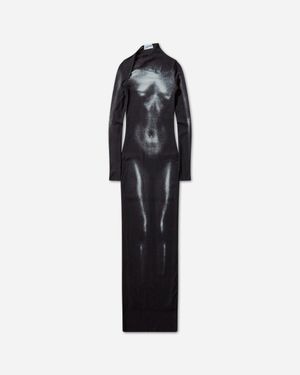 Jean Paul Gaultier Women S Long Body Dust Dress / Silver - Black