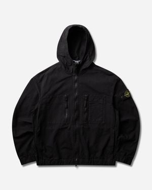 Stone Island S Organic Cotton Ripstop Hooded Overshirt - Black