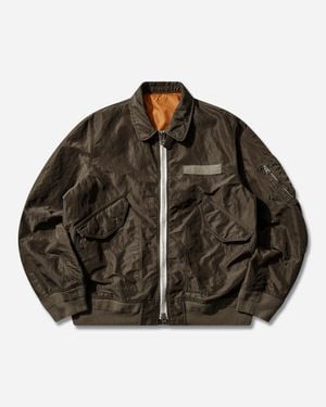 Sacai S Treated Nylon Twill Blouson Khaki - Brown