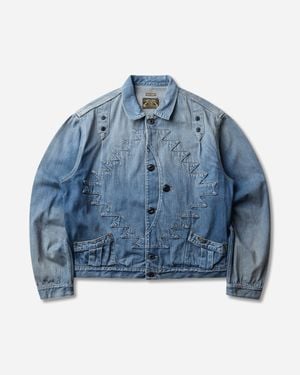 Kapital Men S 12oz Denim Santo Domingo Thunderbird Jacket (processed) Washed Indigo - Blue