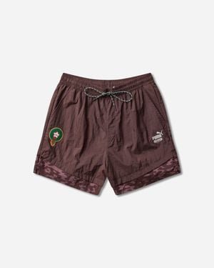 PUMA Men S Morocco X Salehe Bembury King Relaxed Shorts Chocolate - Red
