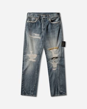 Undercover Men S Distressed Denim Trousers Indigo - Blue