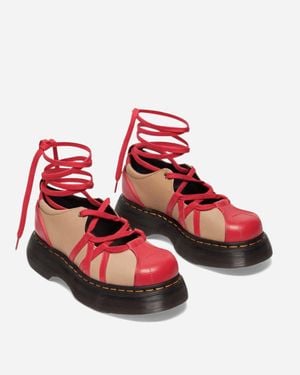 Dr. Martens S Buzz Ballerina Leather Shoes Vibrant Vintage Taupe - Red