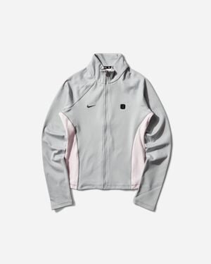 Nike Women S Shox Full-zip Longsleeve Top Wolf Grey / Pearl Pink