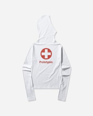 PROTOTYPES Women S Swiss Cross Twisted Hoodie - White