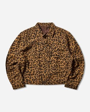 Kapital Men S Twill Aging-wool Leopard 1st Jacket - Brown