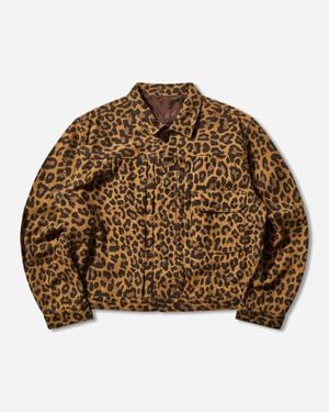 Kapital Men S Twill Aging-wool Leopard 1st Jacket - Brown
