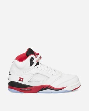 Nike Air Jordan 5 (gs) Trainers Fire Red Black Tongue - White