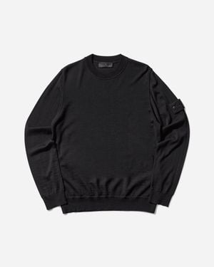 Stone Island Men S Ghost Light Pure Rws Wool Crewneck Jumper - Black