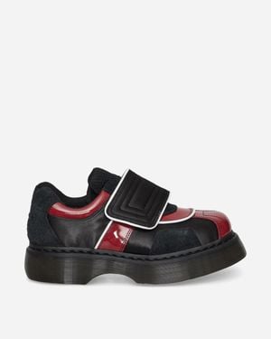 Dr. Martens S Buzz Strap Satin Lux High Gloss Patent Loafers Scarlet - Black