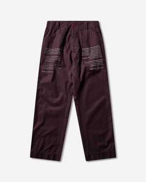 Undercover Men S People Have The Power Cotton Gabardine Pants Bordeaux - Purple