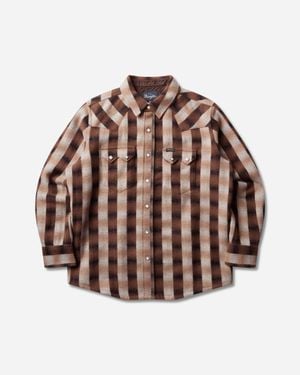 Wrangler Bell Regular Wool Western Shirt Ombre - Brown