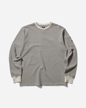 Needles Men S Stripe Crewneck Longsleeve T-shirt / Navy - Gray