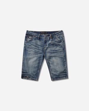 Racer Worldwide Long Denim Shorts - Blue