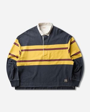 Kapital S 16/-Panel Stripe Jersey Big Rugby Shirt - Blue