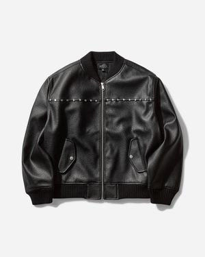 AFB Men S Studded Bomber Jacket - Black