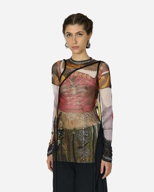OTTOLINGER Mesh Deconstructed Longsleeve Top Dirndl Print - Multicolour