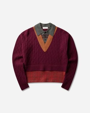 Dries Van Noten S Layered Wool Sweater Bordeaux