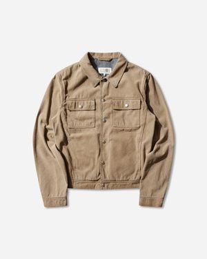MM6 by Maison Margiela Men S Denim Trucker Jacket Sand - Natural