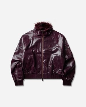 Nike Mowalola Leather Jacket Night Maroon - Purple