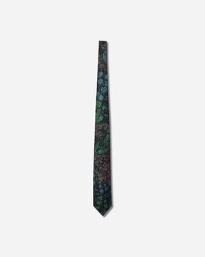 Dries Van Noten Printed Silk Tie Petrol - White