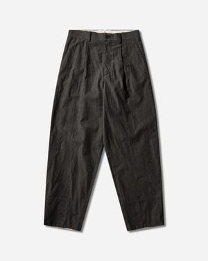 Undercover S Linen-Ramie Blend Cotton Trousers Charcoal - Black