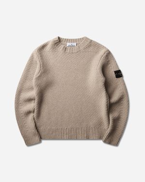 Stone Island S Lambswool Crewneck Jumper Biscuit Melange - Natural