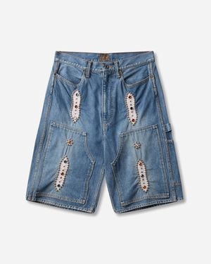 Kapital Men S 14oz Denim Shorts (studs Remake) Washed Indigo - Blue