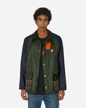 Barbour Maison Kitsuné Beaufort Patchwork Wax Jacket Multicolour - Green