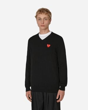 COMME DES GARÇONS PLAY Heart V-Neck Jumper - Black