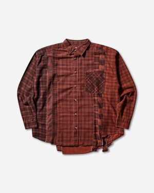 Needles Men S 7 Cuts Flannel Shirt Over Dye - Red