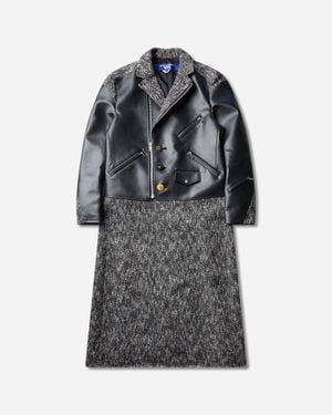 Junya Watanabe S Hybrid Biker Docking Tweed Long Coat Heather - Grey