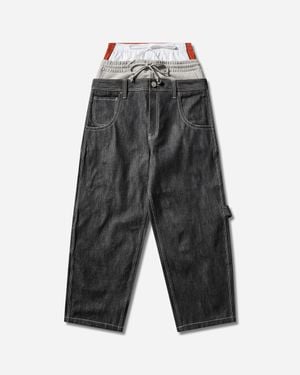 Protocol Index Men S Paneled Hybrid Denim Pants Indigo / Leather