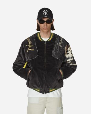 Kapital Velveteen Sham Bomber Jacket (rainskull And Snake) - Black