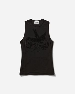 Jean Paul Gaultier Women S Tattoo Viscose Jersey Tank Top - Black