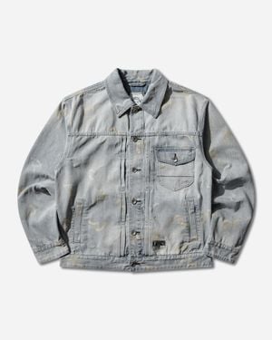 Evisu Men S All-over Seagull Jacquard Denim Jacket Indigo - Gray