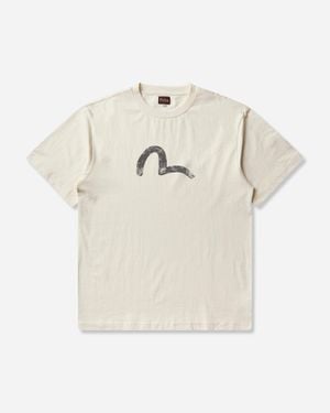 Evisu Ebisu And Seagull Print T-Shirt Ecru - Natural