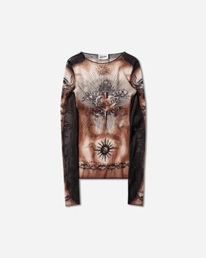 Jean Paul Gaultier Women S Re-edition Safe Sex Tattoo Longsleeve Top Black - White